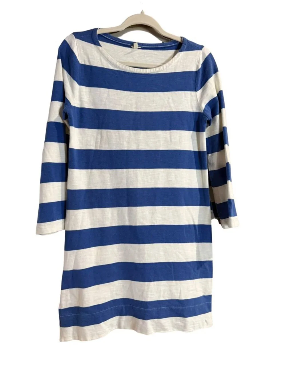 J.Crew XS Blue White Striped Cotton Shift Dress Side Zips Nautical